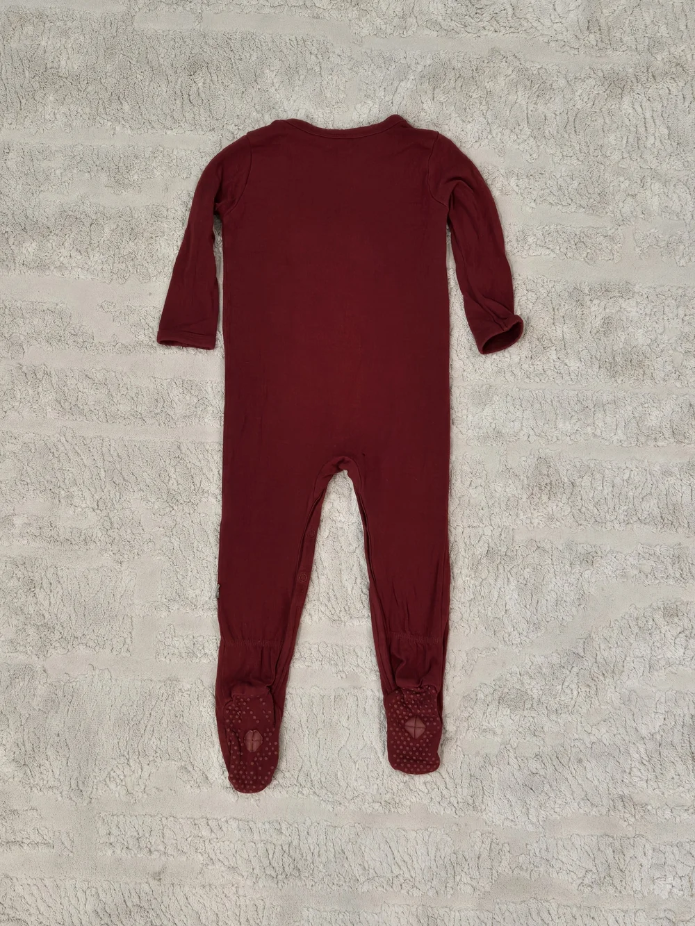 Kyte BABY Long-Sleeve Footed One-Piece in Maroon Red